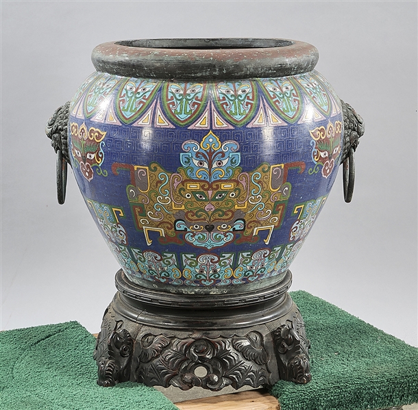 Chinese cloisonne jardiniere; with