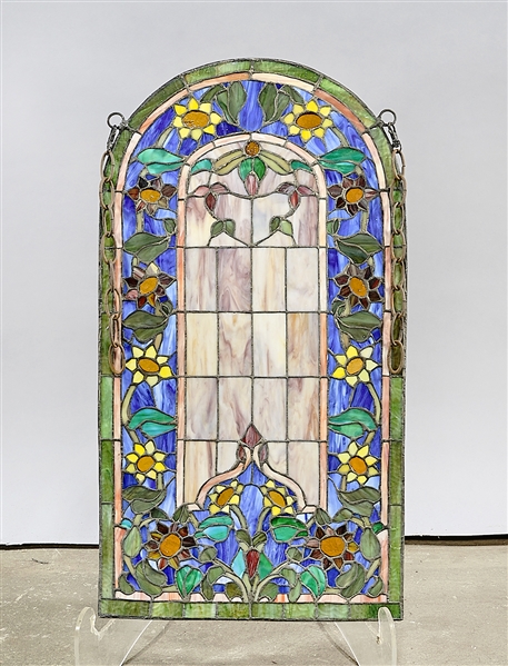 Hanging faux-stained glass window decoration;