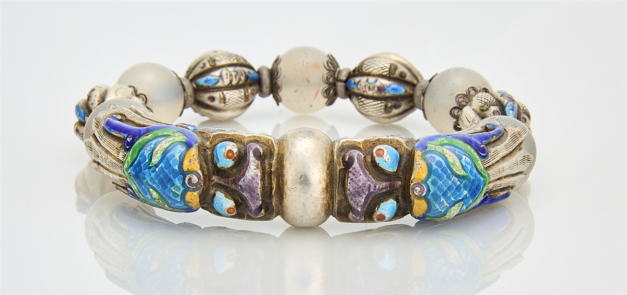 Chinese enameled silver and bead 2ae75f