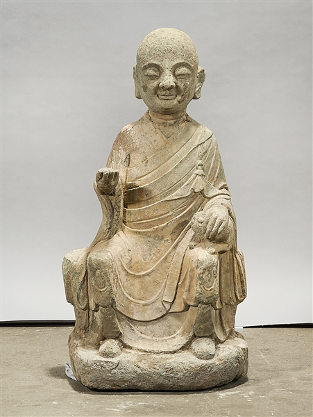 Chinese stone seated Buddhist figure  2ae76d