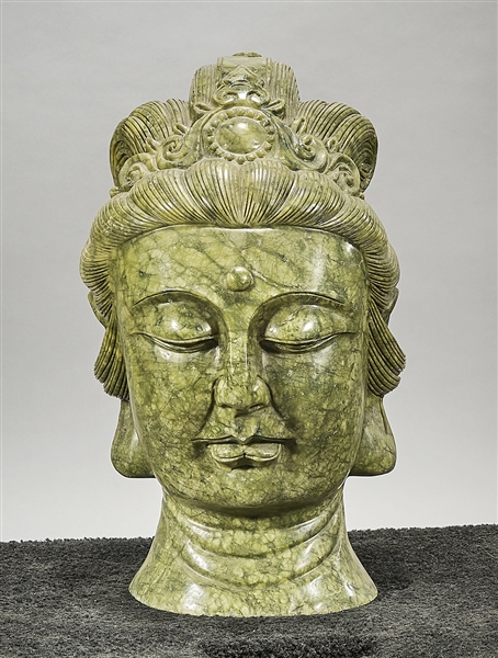 Chinese green carved hardstone