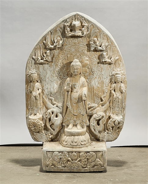Chinese carved stone standing Buddha  2ae85f