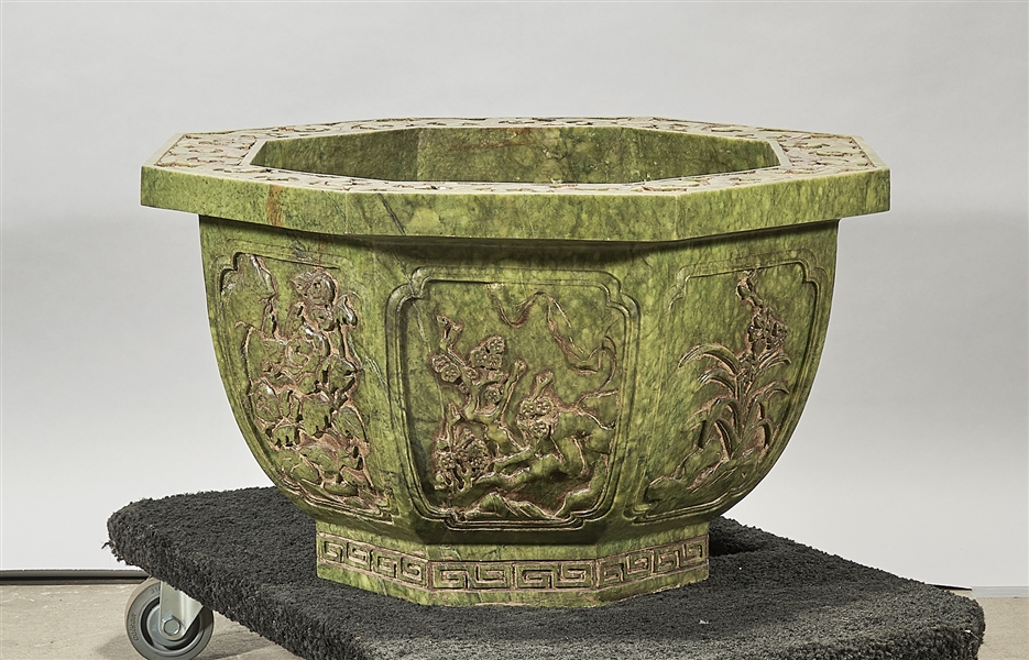 Chinese carved green hardstone