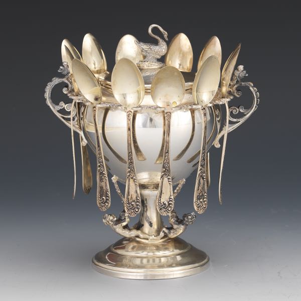 800 SILVER CONDIMENT DISH WITH TWELVE