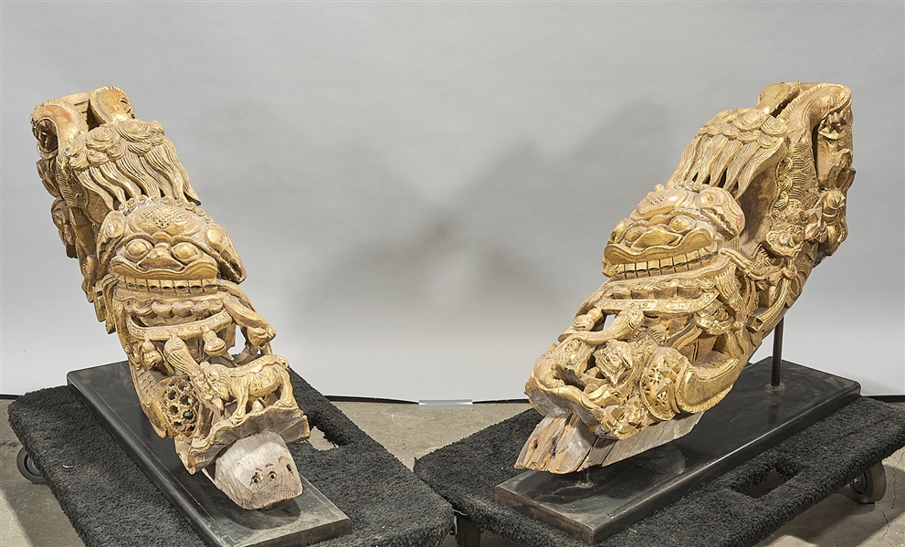 Pair of Chinese carved gilt wood