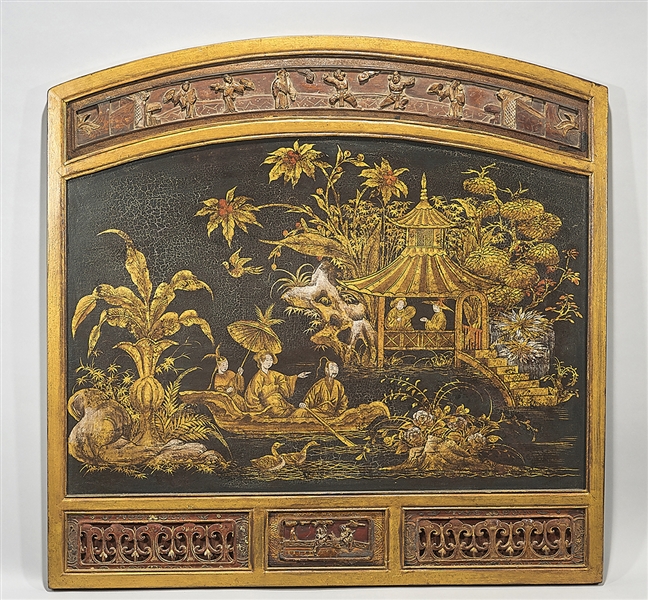 Chinese painted wood panel depicting 2ae892