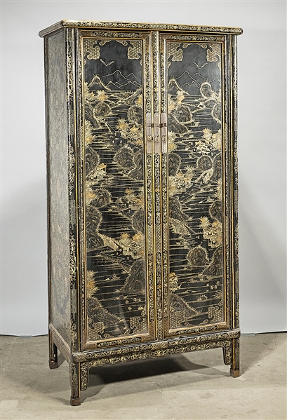 Chinese wood two door cabinet with