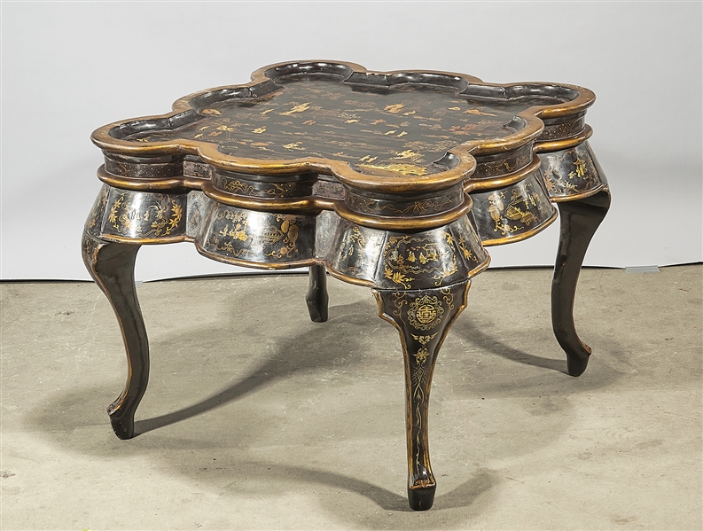 Chinese heavily scalloped edge table;