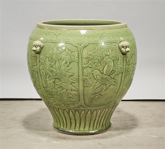 Chinese green glazed porcelain jardiniere;