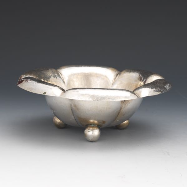 GERMAN SILVER HAMMERED BOWL  6-¾"