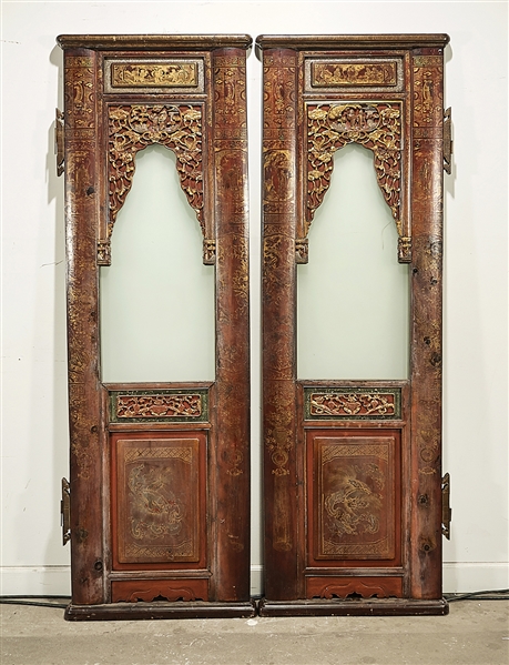 Pair of Chinese painted wood and 2ae91a