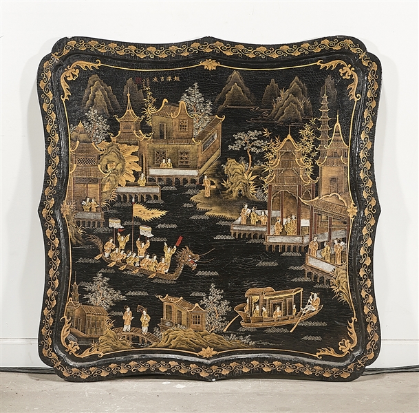 Chinese painted wood panel depicting 2ae92b