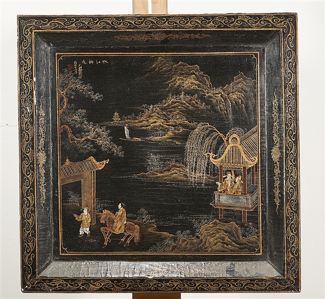 Chinese wood panel; with painted