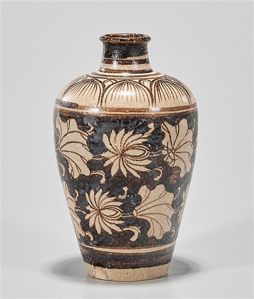Small Chinese brown glazed vase with
