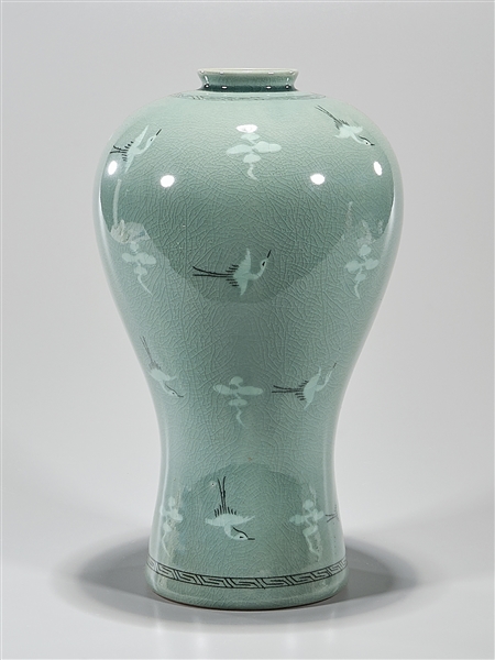 Korean celadon glazed vase; with