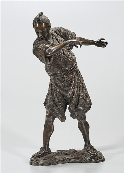 Japanese bronze figure of a man;