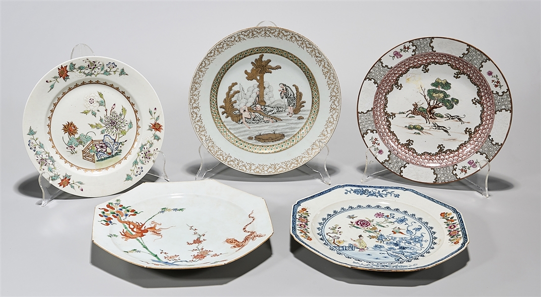 Five Chinese enameled porcelain
