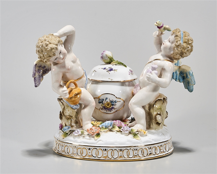 European porcelain group with cherubs