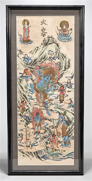 Framed Japanese print depicting