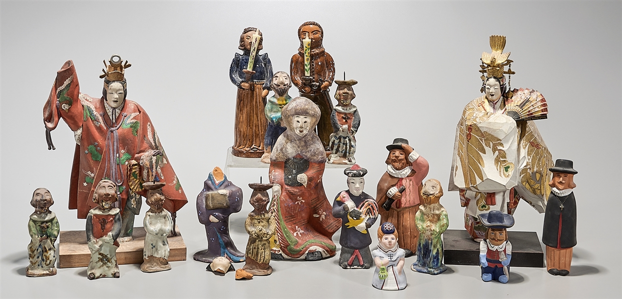 Group of Japanese ceramic figures; approx.