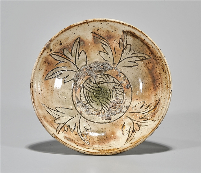 Korean incised glazed ceramic bowl  2aeb9d