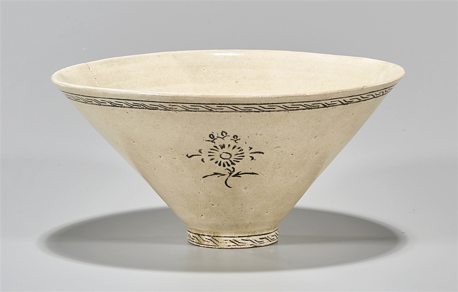 Korean white glazed conical bowl;