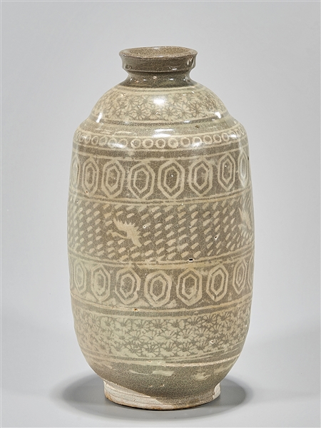 Korean celadon glazed wine vessel;