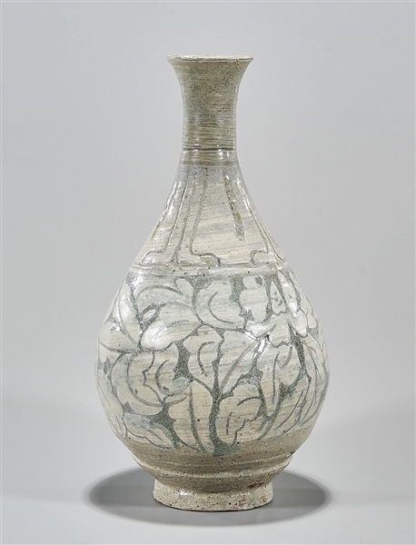 Korean molded glazed ceramic vase;