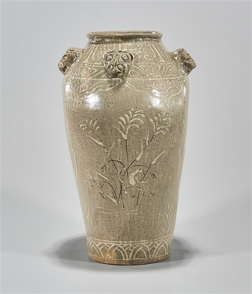 Korean glazed ceramic vase; molded