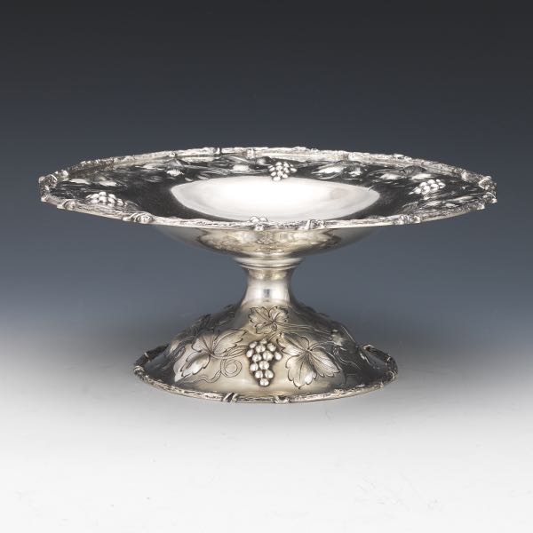 LARGE STERLING SILVER TAZZA, CA.