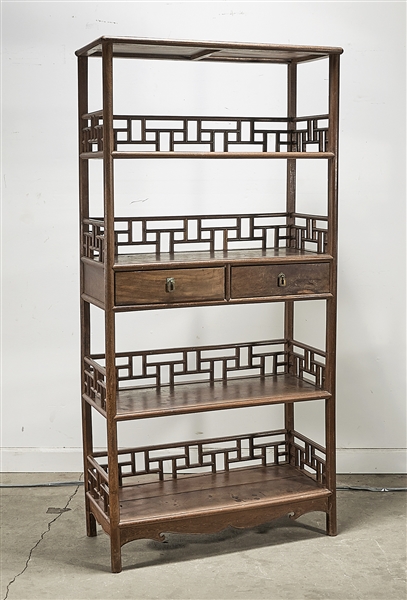 Chinese wood shelves; with two