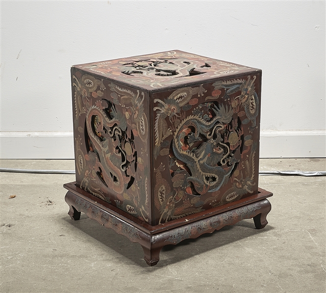 Chinese painted wood stacking boxes;