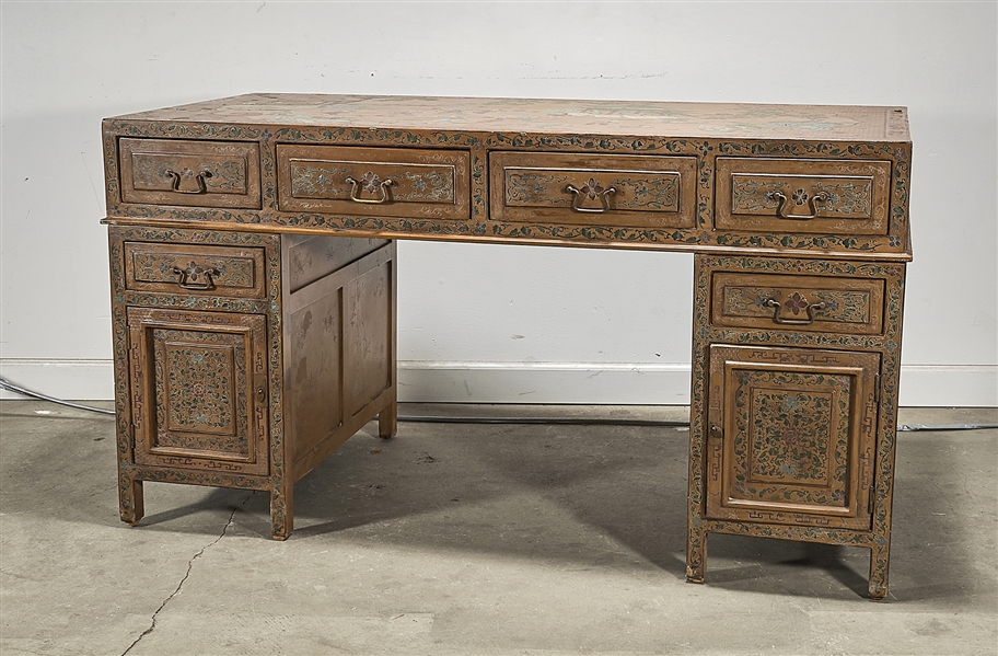 Chinese painted child's desk; three