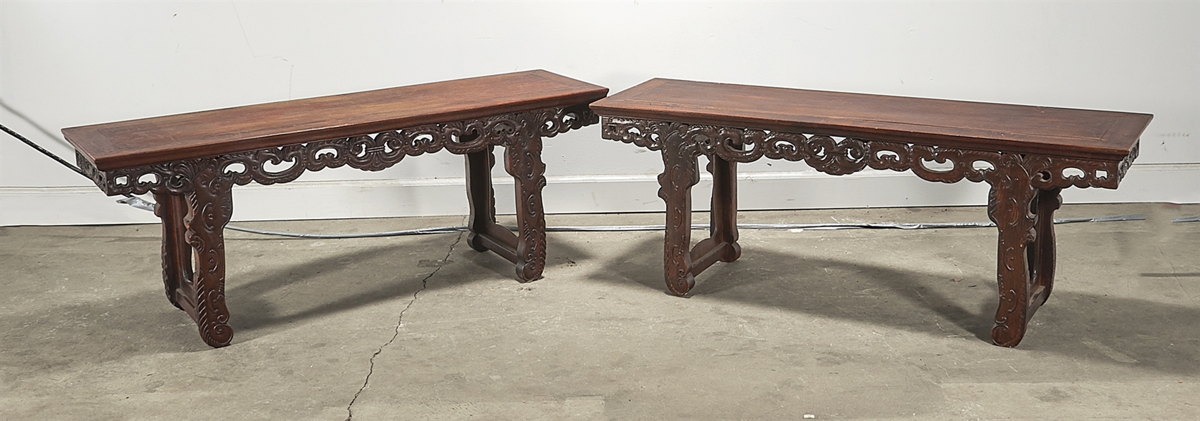 Pair of Chinese low hard wood tables  2aec2e