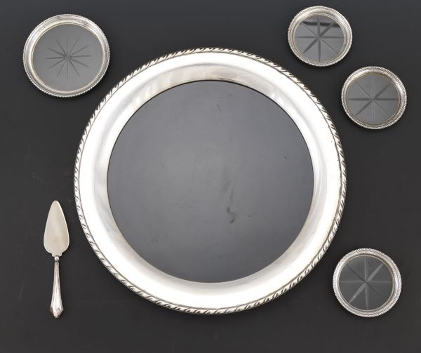 STERLING SILVER AND GLASS PLATES