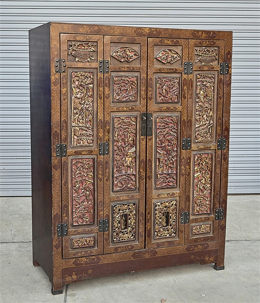 Chinese gilt and painted wood cabinet;