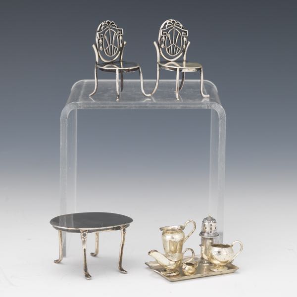 NINE STERLING SILVER DOLL HOUSE