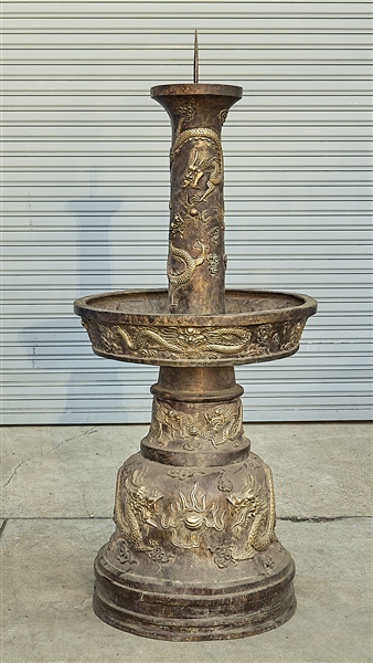 Large Chinese bronze candlestick;