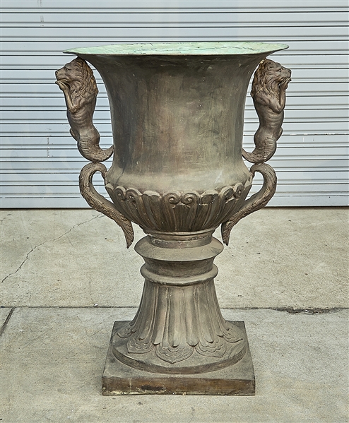 Large European-style metal urn; with