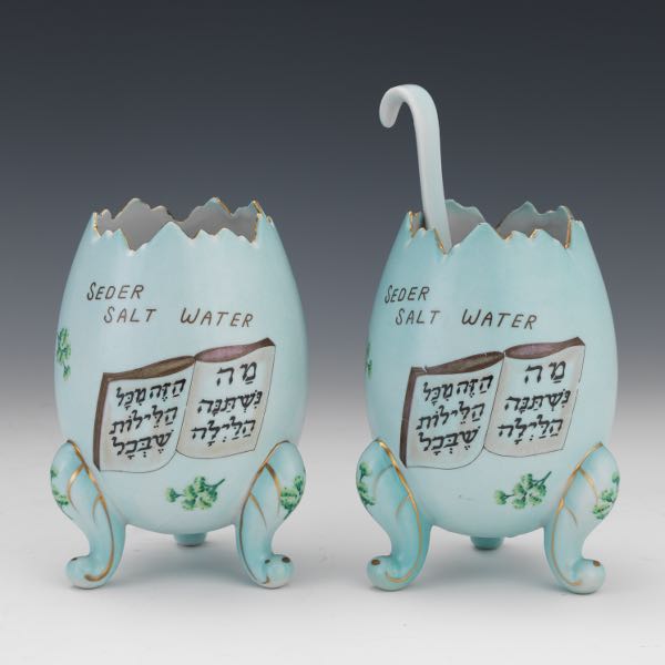 PAIR OF SEDER SALT WATER PORCELAIN 2aecb1