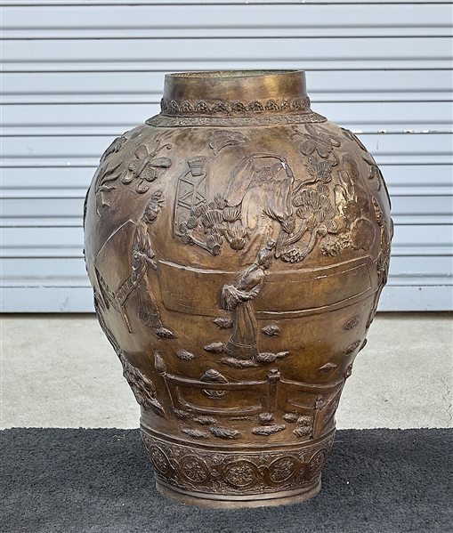 Tall Chinese bronze vase; with