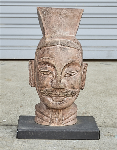 Chinese carved stone officials head;