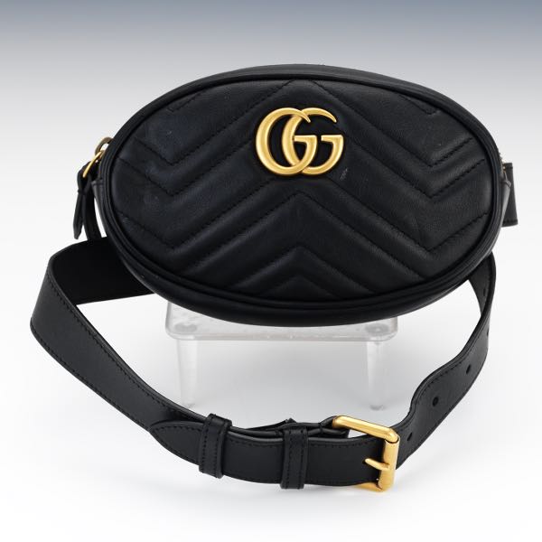 GUCCI GG BLACK MATELASSé LEATHER