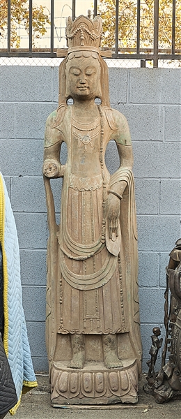 Chinese carved stone standing Guanyin  2aed29