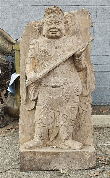 Chinese carved stone guardian;