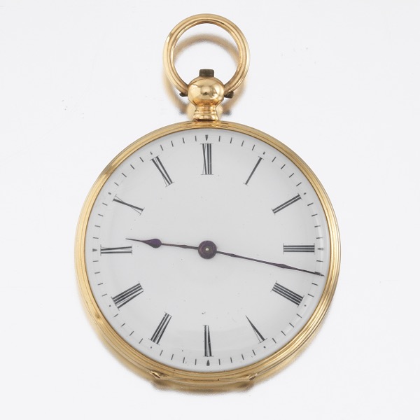 18K GOLD OPEN FACE POCKET WATCH   18k