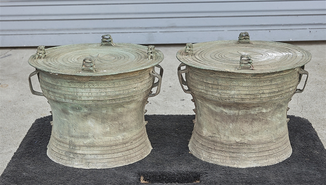 Two Chinese bronze ceremonial drums;
