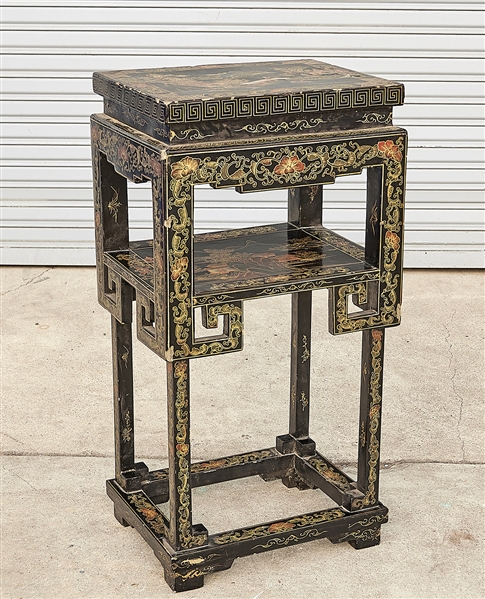 Chinese painted wood two-tiered
