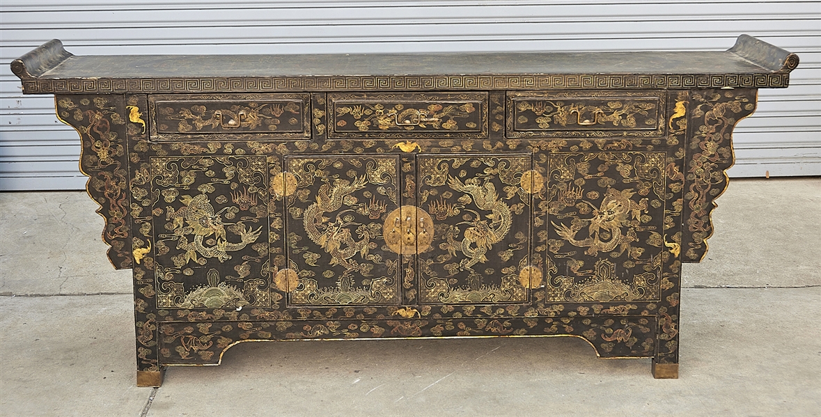 Chinese painted wood altar cabinet;