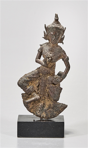 Antique Thai bronze standing figure;
